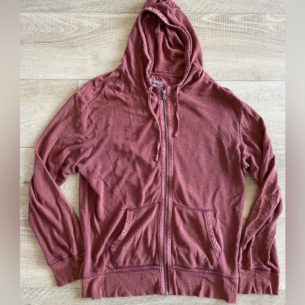 Converse One Star waffle knit zip up hoodie - LARGE - well worn - 2011